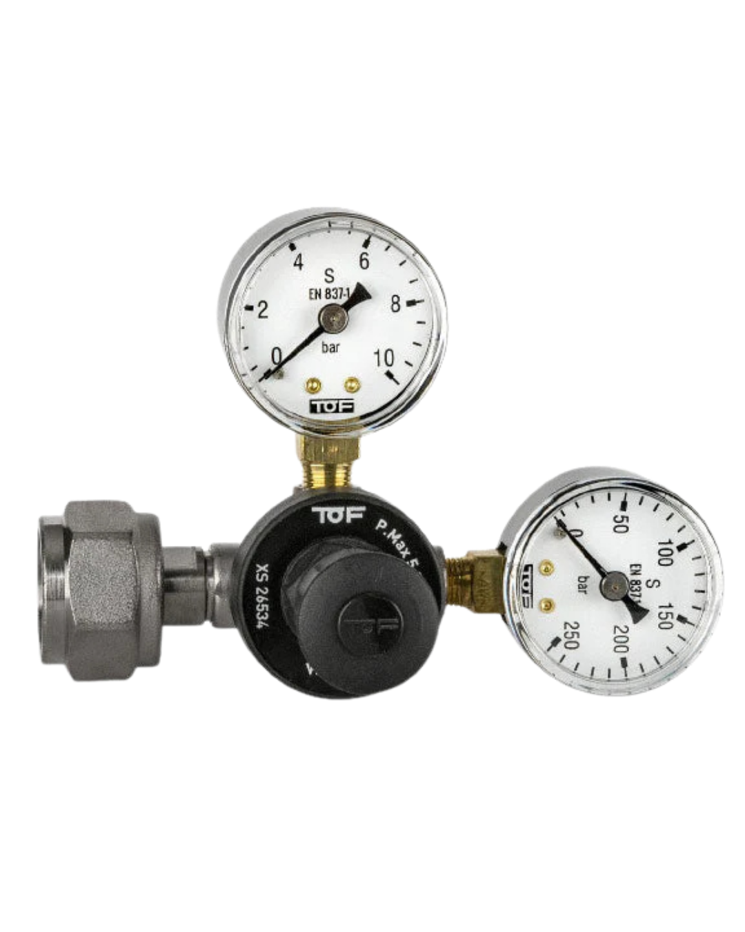 Manometer/kulsyreregulator til genopfyldelige flasker (double gauge)