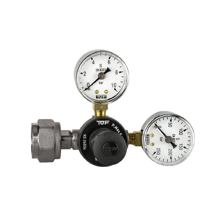 Manometer/kulsyreregulator til genopfyldelige flasker (double gauge)